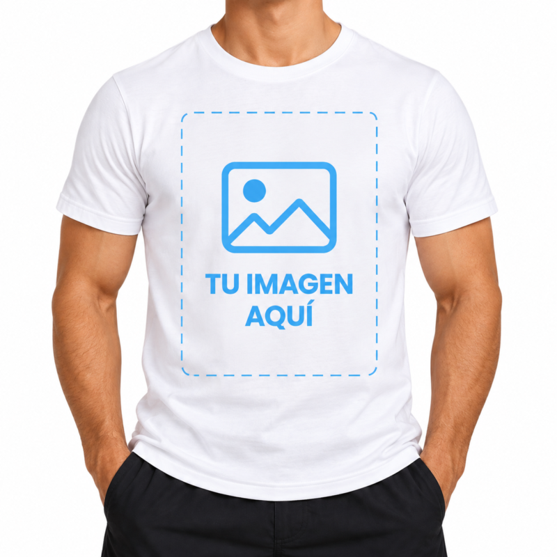 Camiseta Blanca Personalizada para Hombre a Una Cara