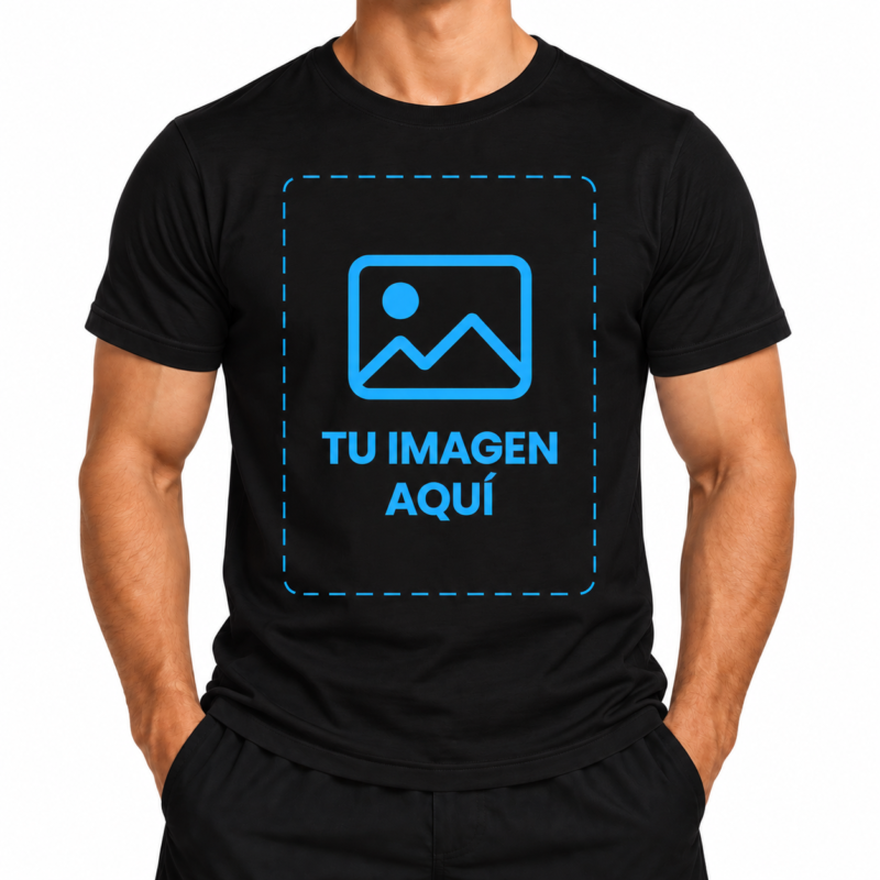 Camiseta Negra Personalizada Para Hombre a Una Cara