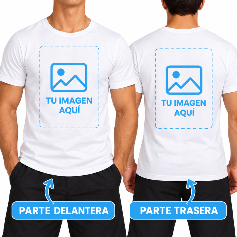 Camiseta Blanca Personalizada para Hombre a Dos Caras
