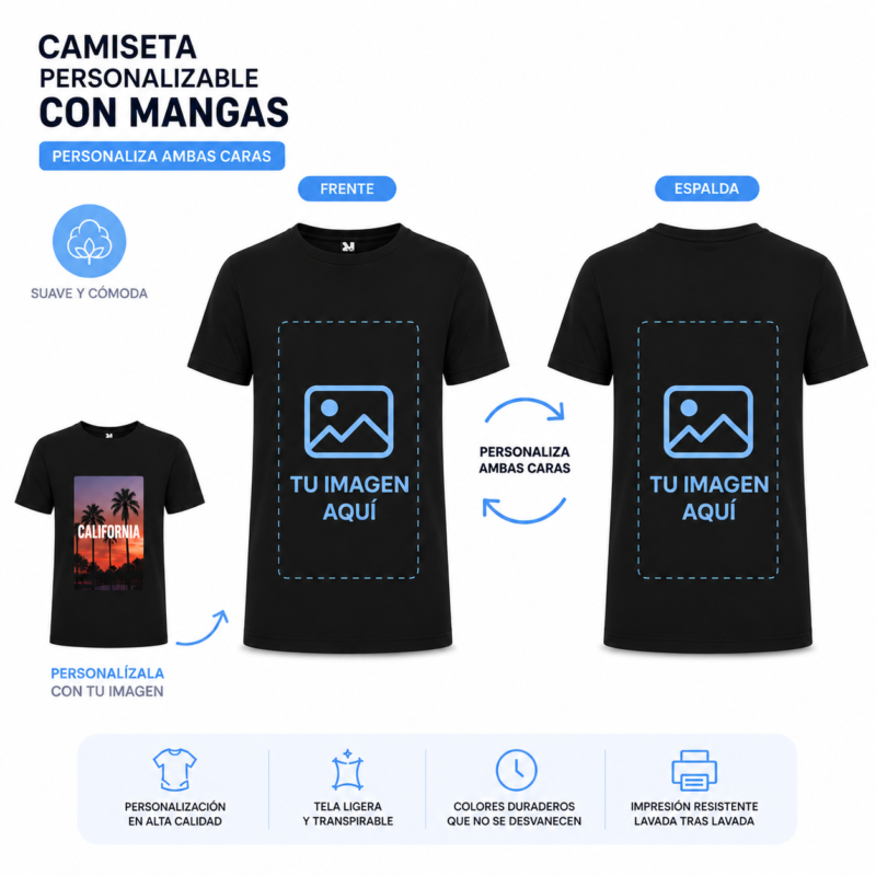 Camiseta Negra Personalizada Dos Caras | Fotocopyarte