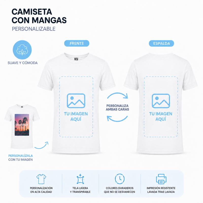 Camiseta Blanca Personalizada Dos Caras | Fotocopyarte