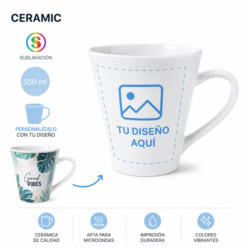 Taza Cónica Blanca Personalizada | Fotocopyarte