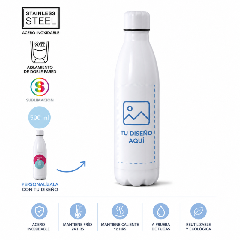 Termo Blanco Tapón de Rosca Personalizada | Fotocopyarte