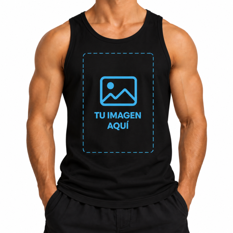 Camiseta Negra de Tirantes para Hombre Personalizada a Una Cara