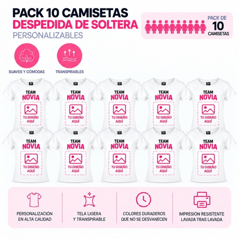 Pack 10 Camisetas Personalizadas de Despedida de Soltera en Madrid