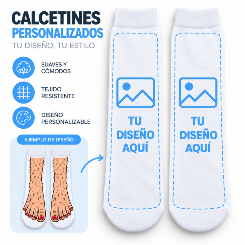 Calcetines Blancos Personalizados con Foto o Diseño