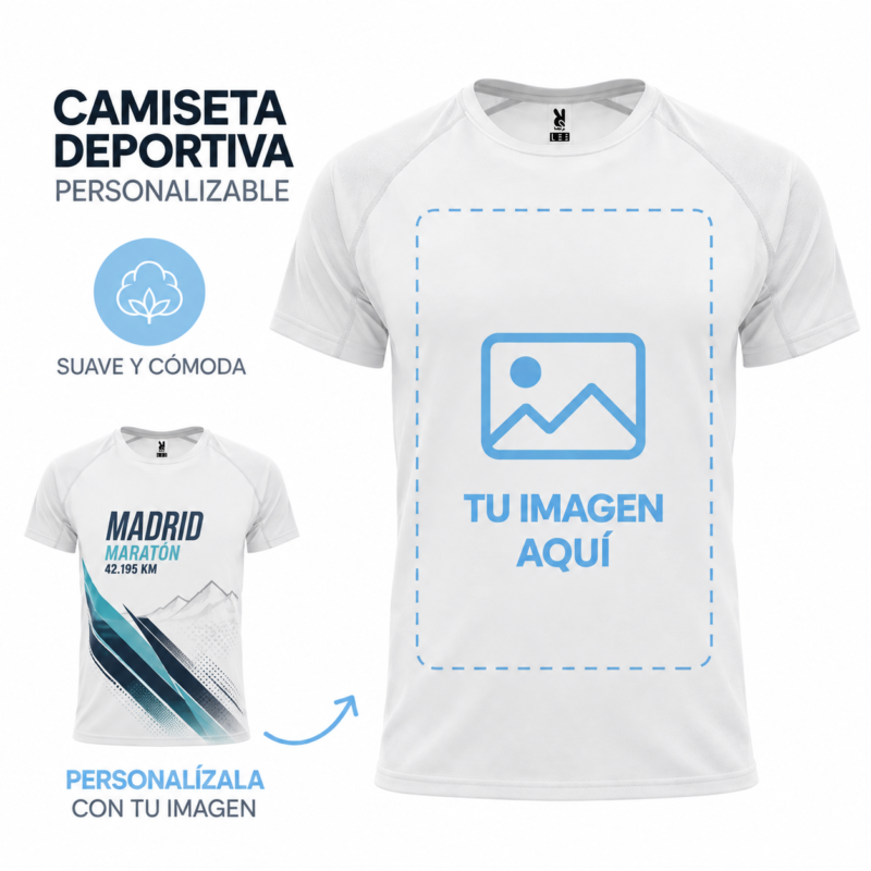 Camiseta Blanca Deportiva Transpirable Personalizada a Una Cara