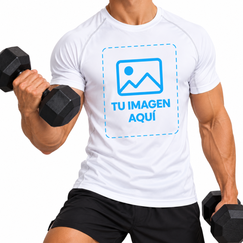 Camiseta Blanca Deportiva para Hombre Transpirable Personalizada a Una Cara