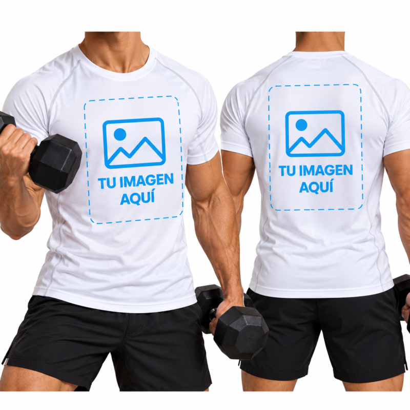 Camiseta Blanca Deportiva para Hombre Transpirable Personalizada a Dos Caras