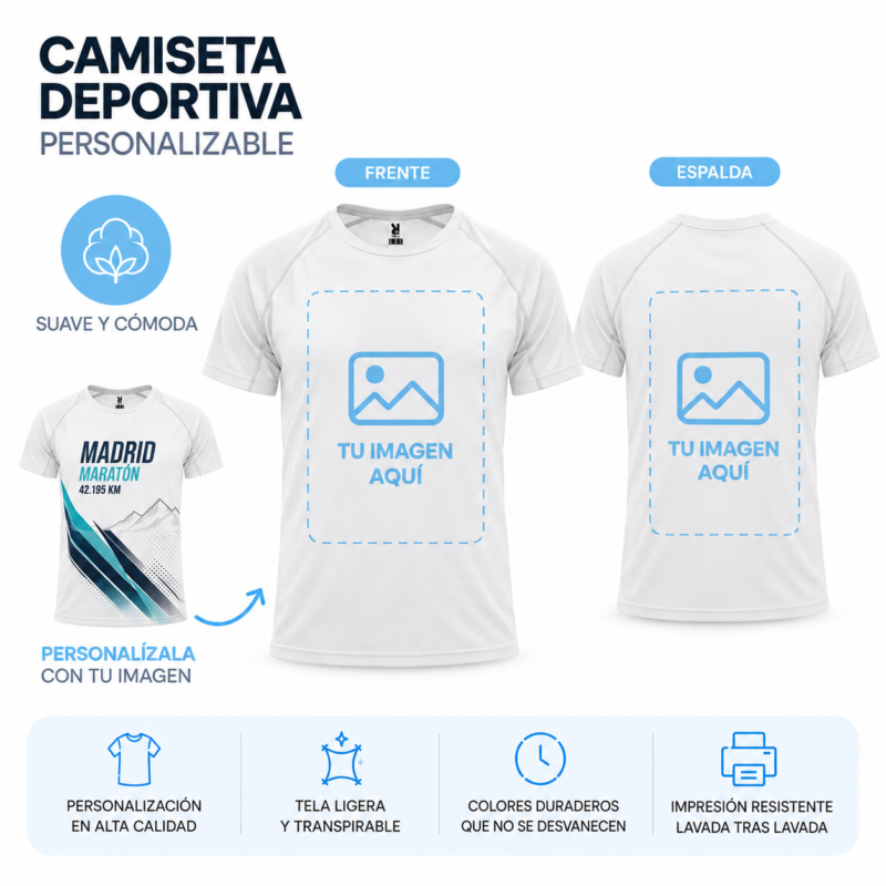 Camiseta Blanca Deportiva Transpirable Personalizada a Dos Caras