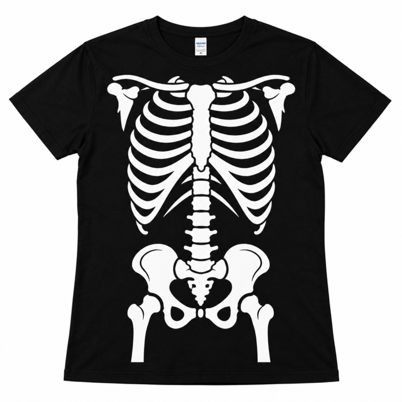 Camiseta Esqueleto de Halloween Negra