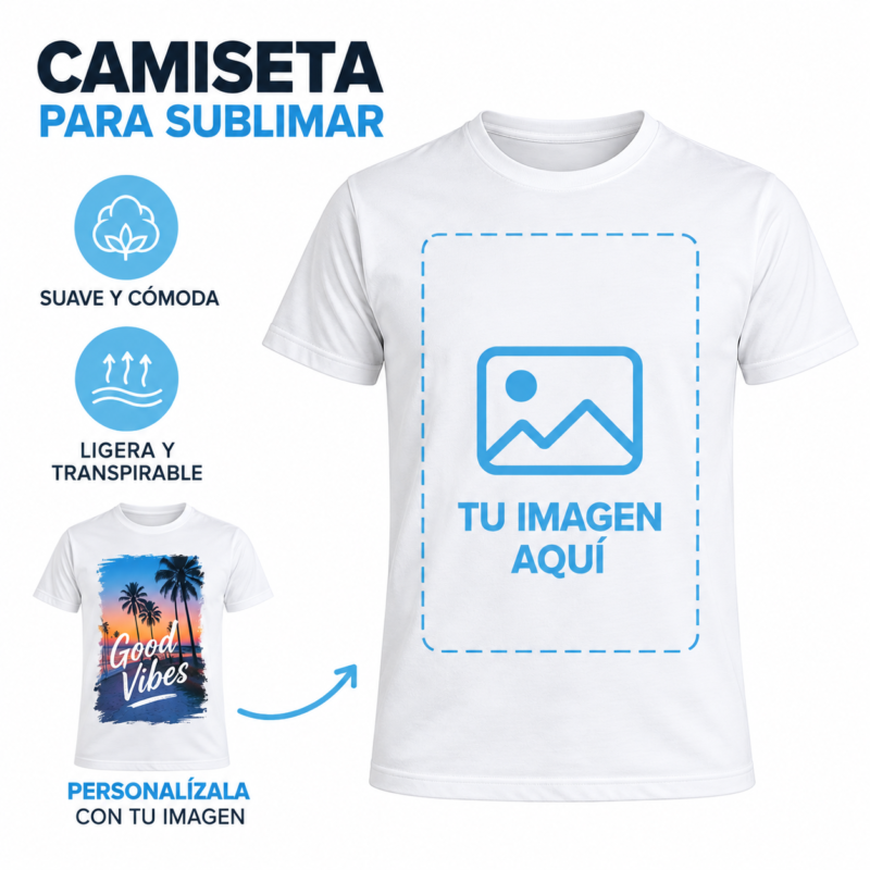 Camiseta Blanca Sublimada Personalizada a Una Cara