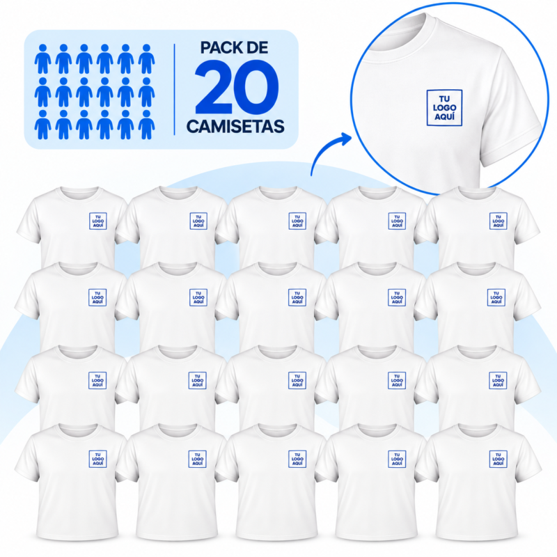 Pack 20 Camisetas con Logo Personalizado para Empresas