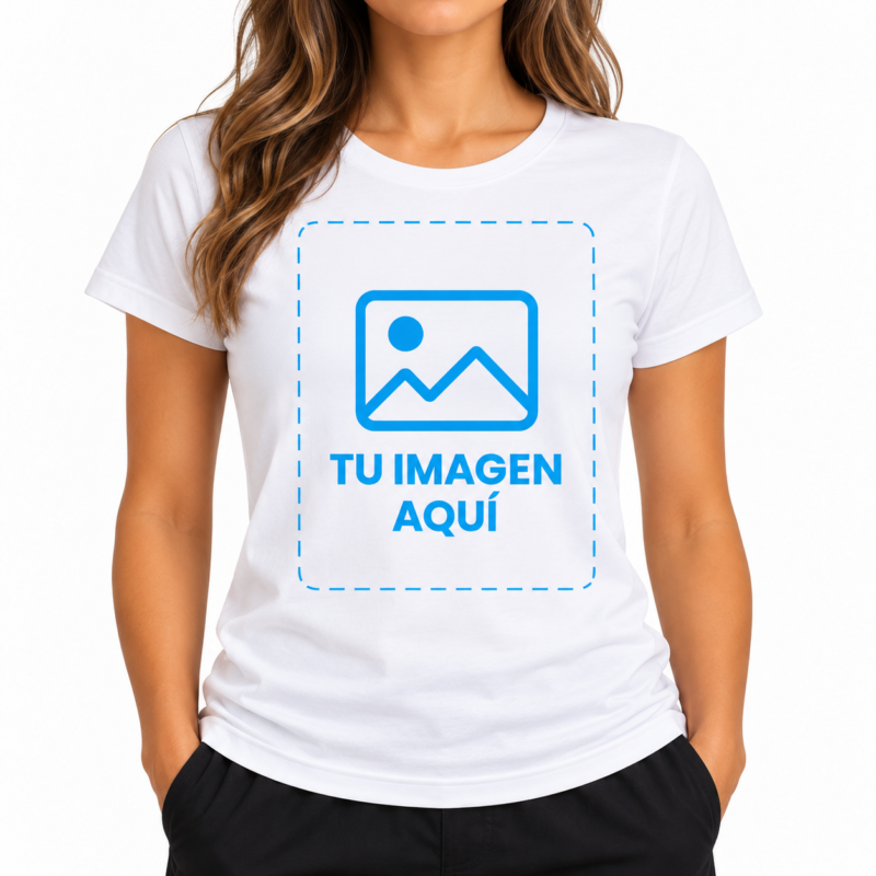 Camiseta Blanca Personalizada para Mujer a Una Cara