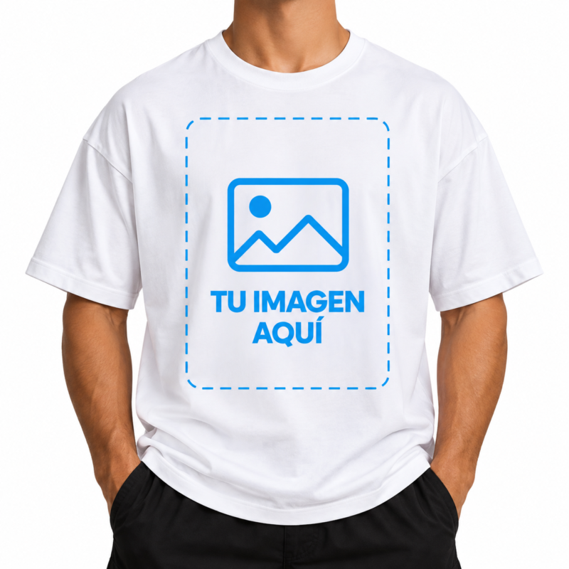 Camiseta Blanca Oversize Para Hombre Personalizada a Una Cara