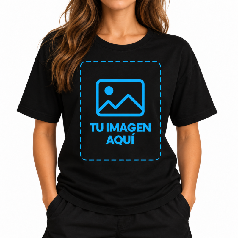 Camiseta Negra Oversize para Mujer Personalizada a Una Cara