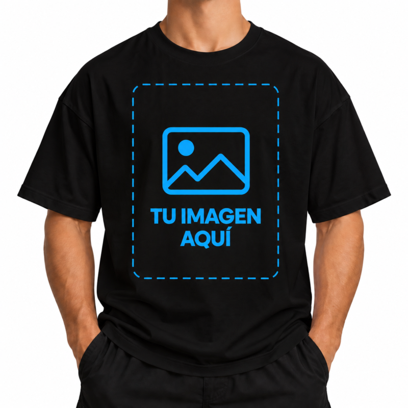 Camiseta Negra Oversize para Hombre Personalizada a Una Cara