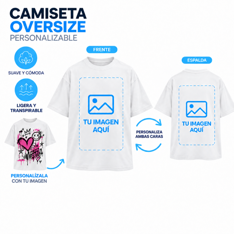 Camiseta Blanca Oversize Personalizada a Dos Caras