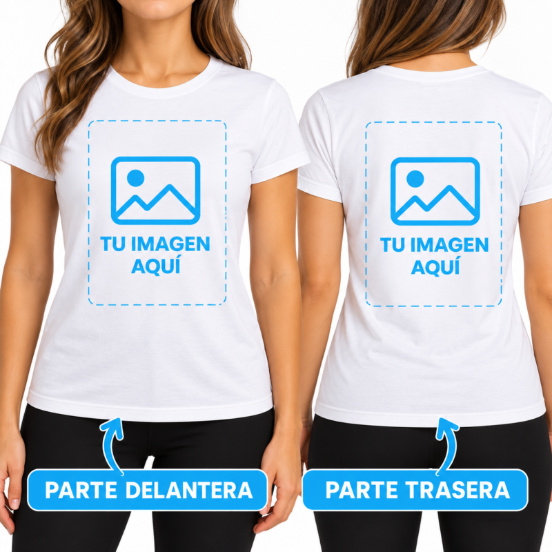Camiseta Blanca Personalizada para Mujer a Dos Caras