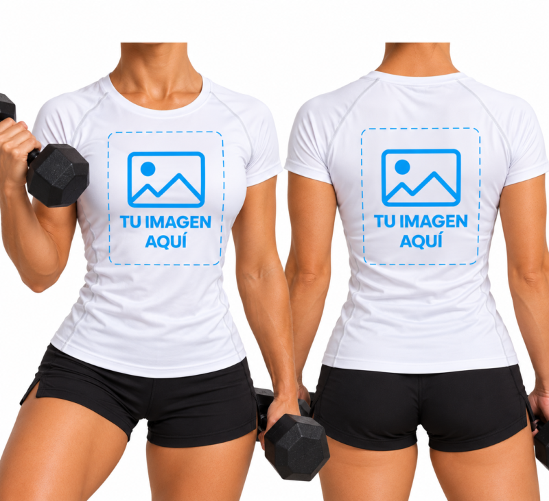 Camiseta Blanca Deportiva para Mujer Transpirable Personalizada a Dos Caras