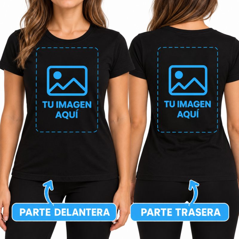 Camiseta Negra Personalizada para Mujer a Dos Cara