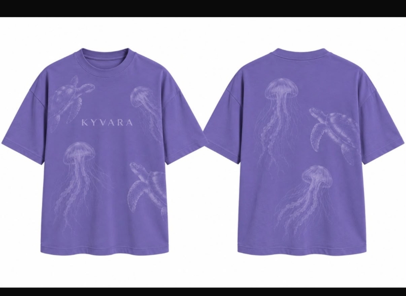 Pack 6 Camisetas Moradas con diseño personalizado y logo plateado